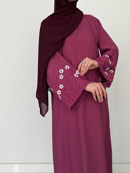 Meadow Mist - Front Closed Abaya - Plum