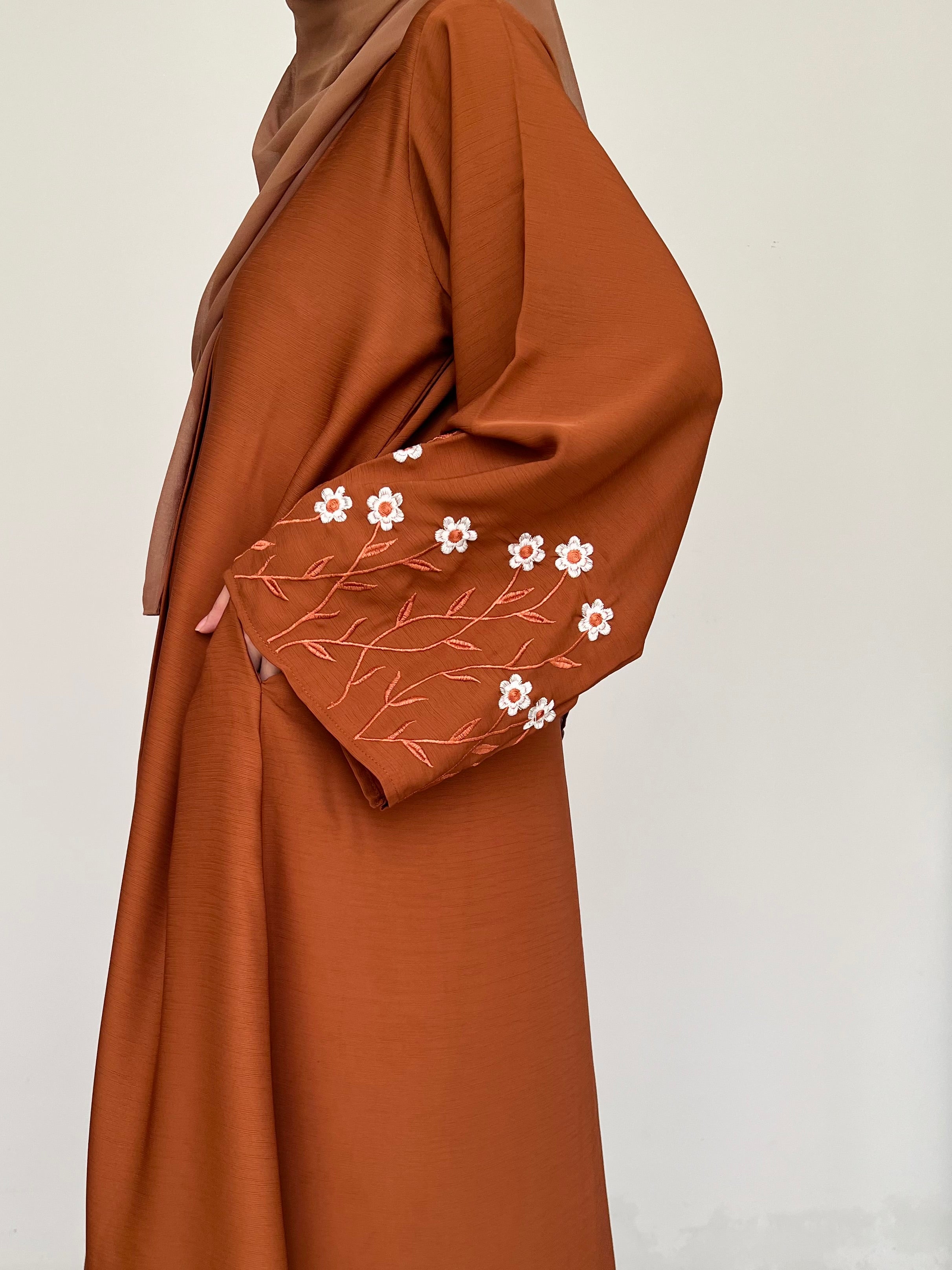 Meadow Mist - Front Open Abaya - Tan