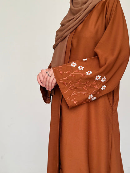 Meadow Mist - Front Open Abaya - Tan