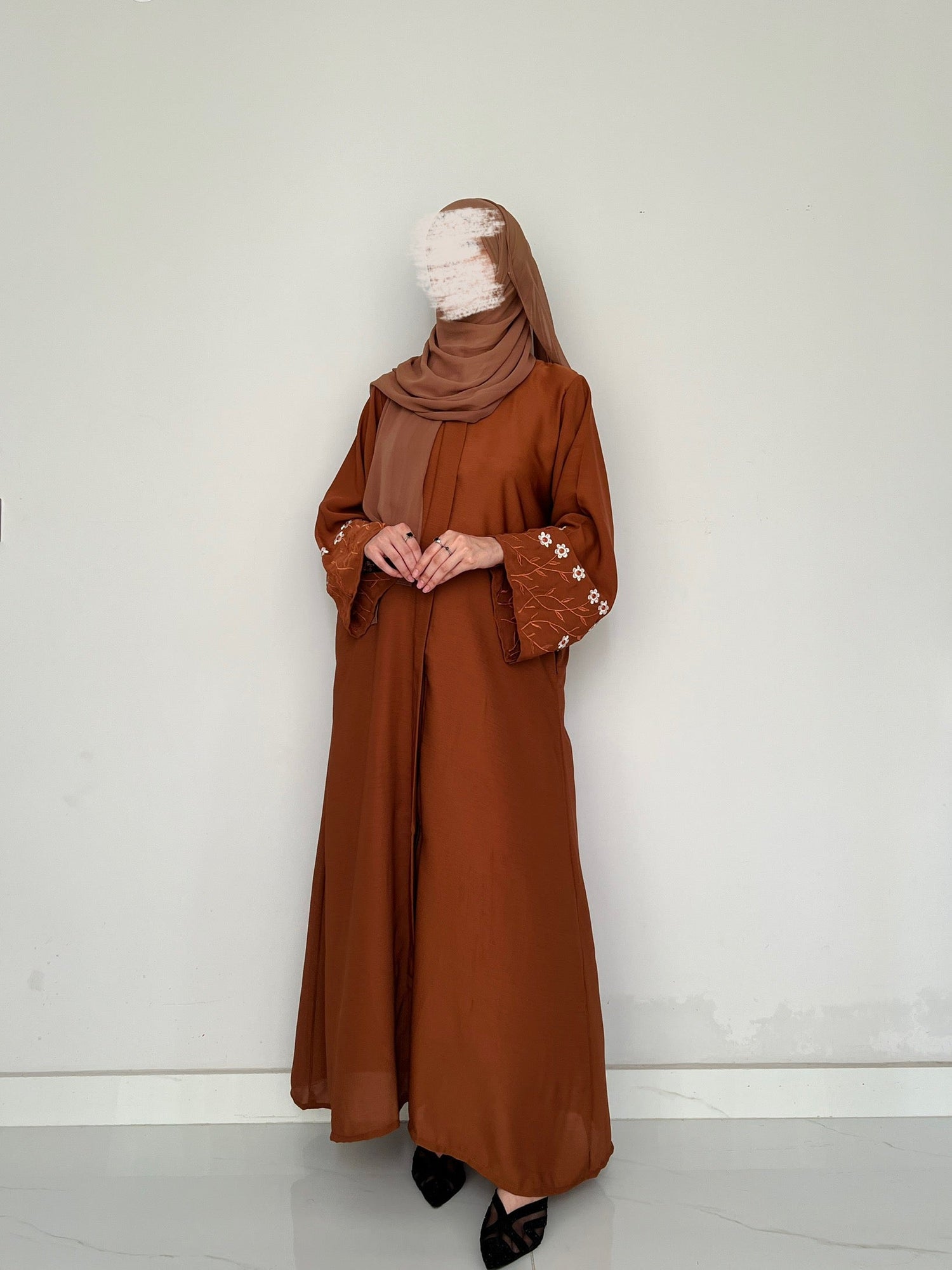 Meadow Mist - Front Open Abaya - Tan