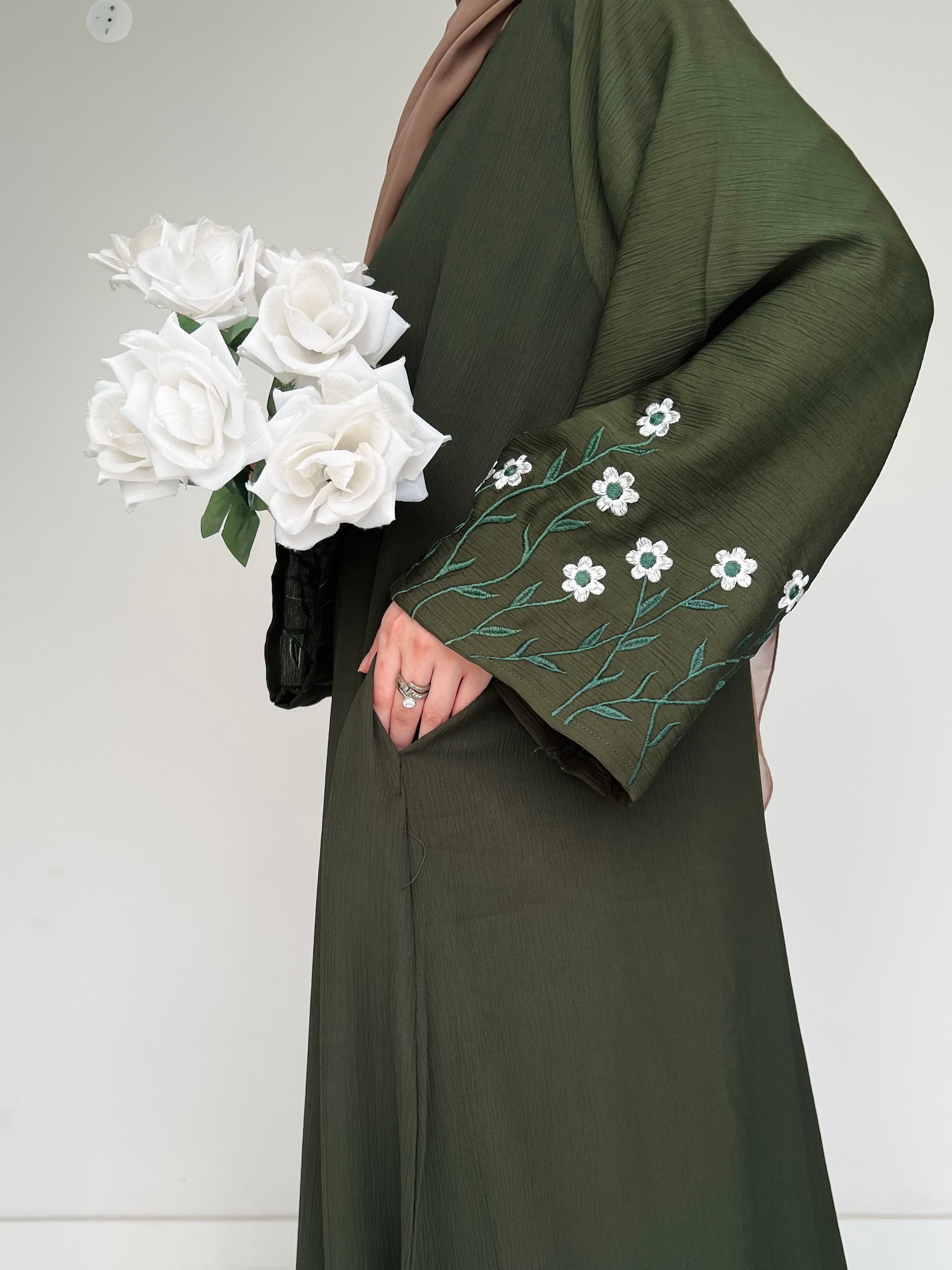 Meadow Mist - Front Closed Abaya - Olive