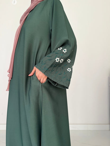 Meadow Mist - Front Closed Abaya - Emerald