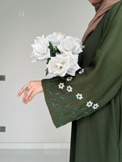 Meadow Mist - Front Closed Abaya - Olive