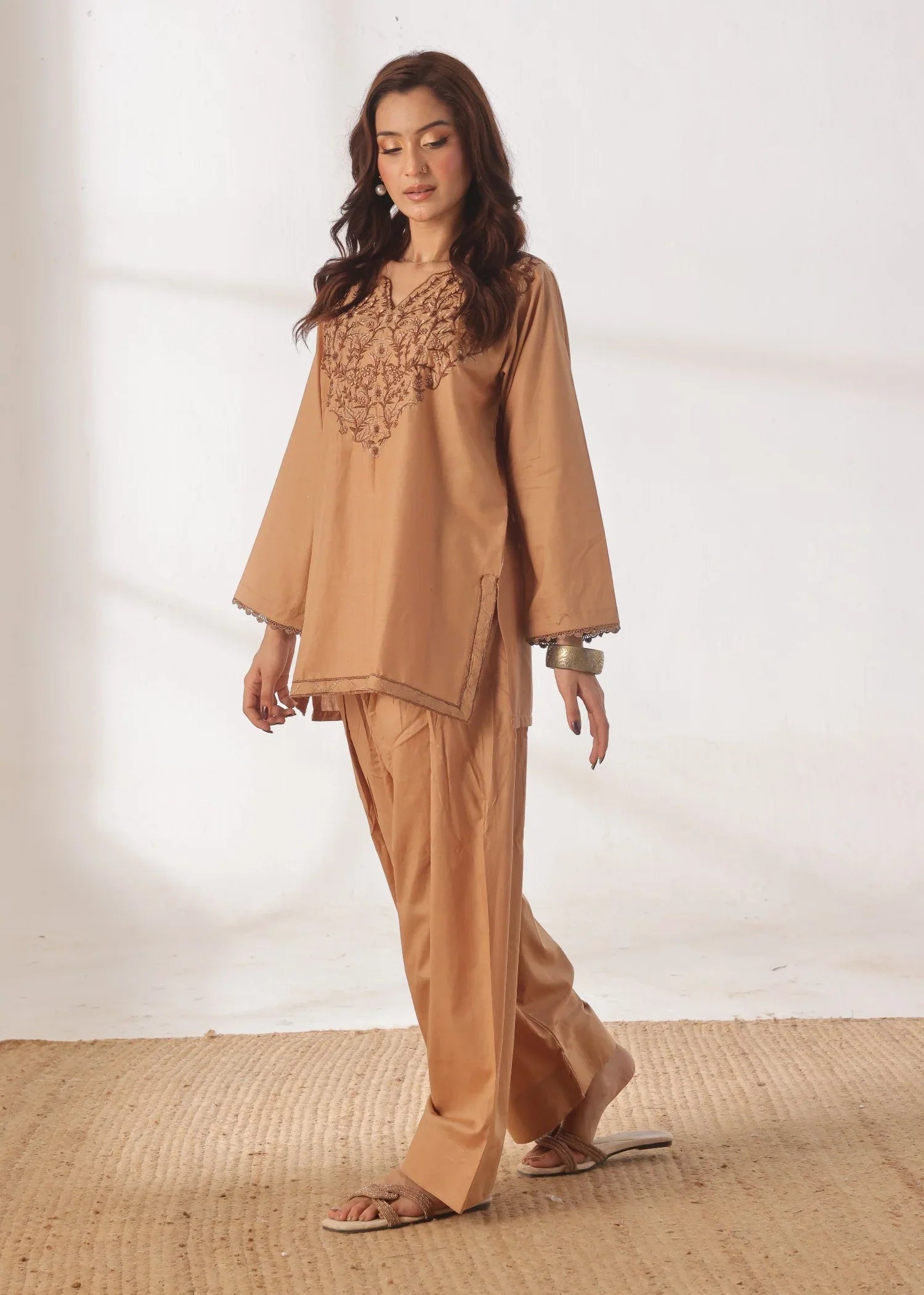 Grace - Embroidered Kurti Shalwar Set - Hazelwood