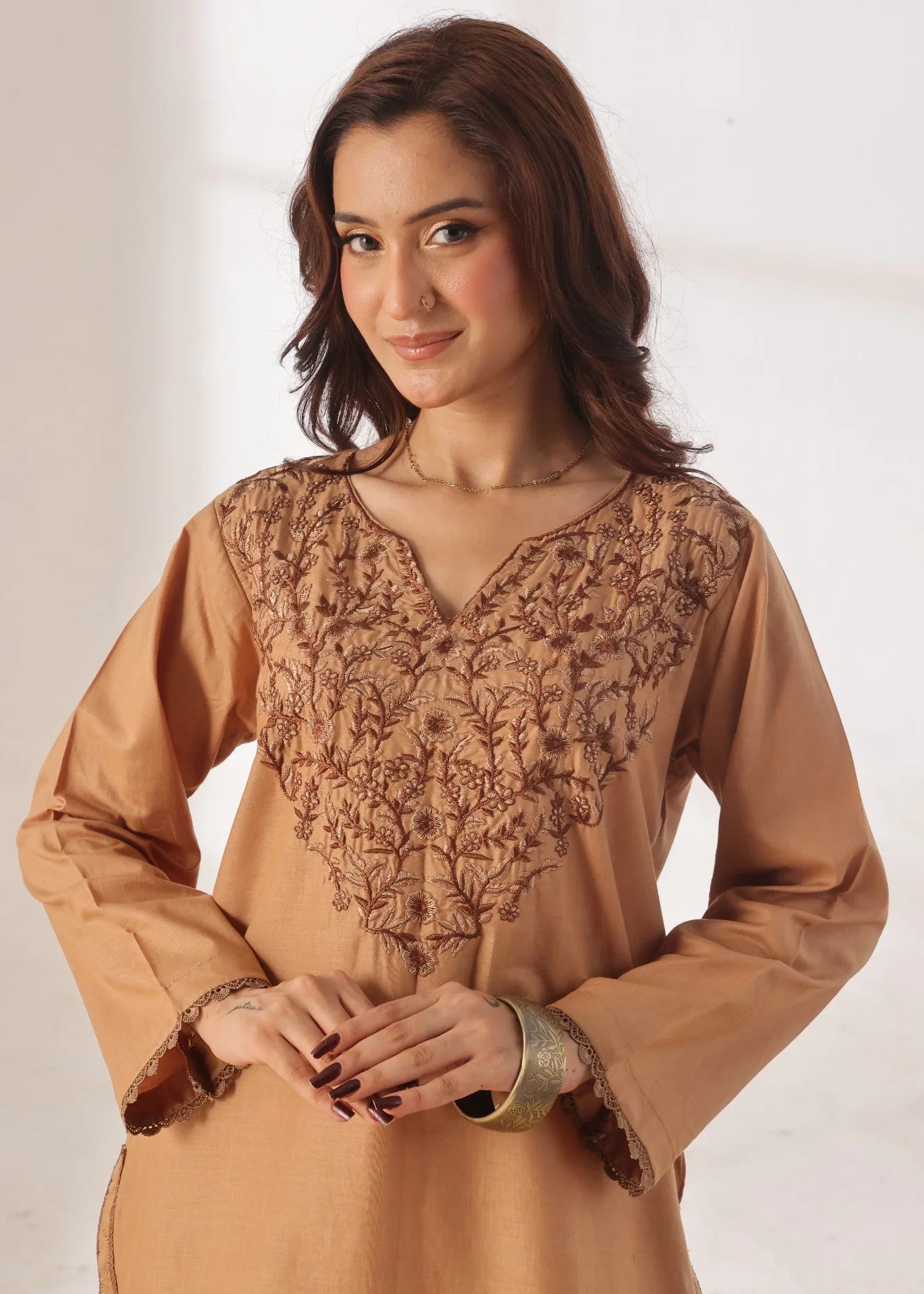 Grace - Embroidered Kurti Shalwar Set - Hazelwood