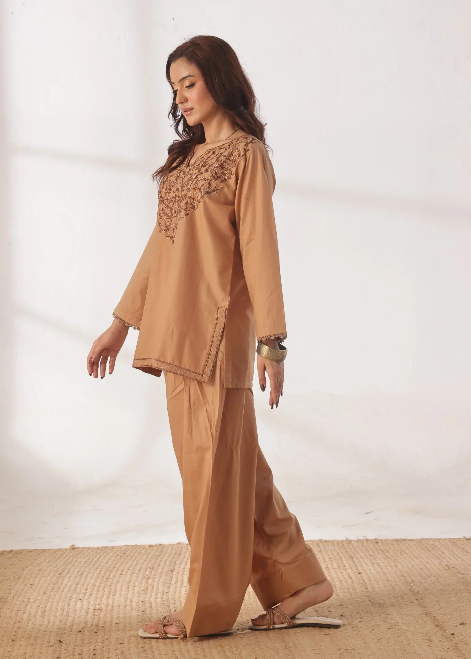 Grace - Embroidered Kurti Shalwar Set - Hazelwood