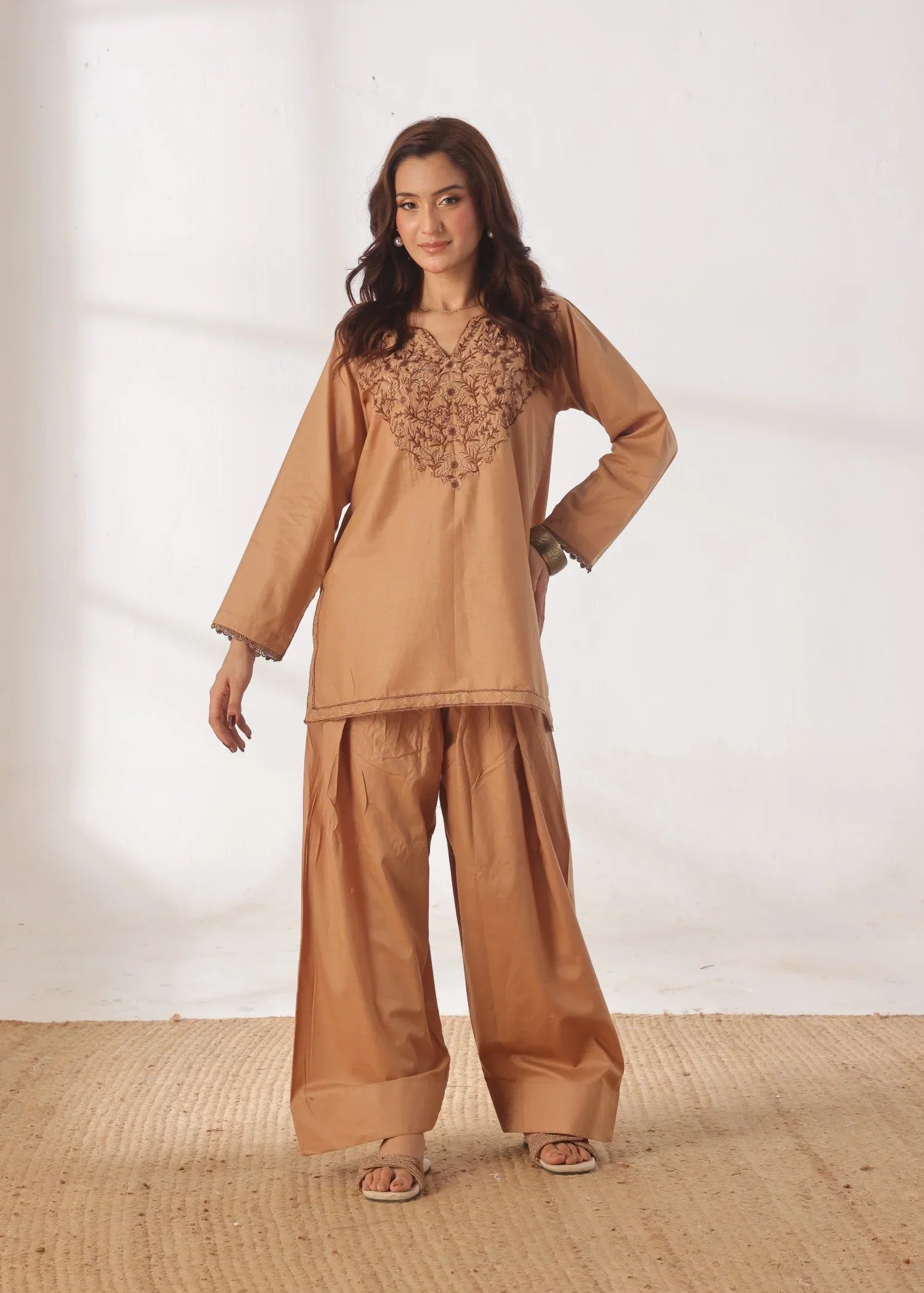 Grace - Embroidered Kurti Shalwar Set - Hazelwood