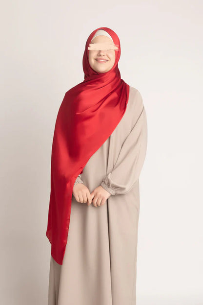 Premium Crinkle Silk Hijab - Red